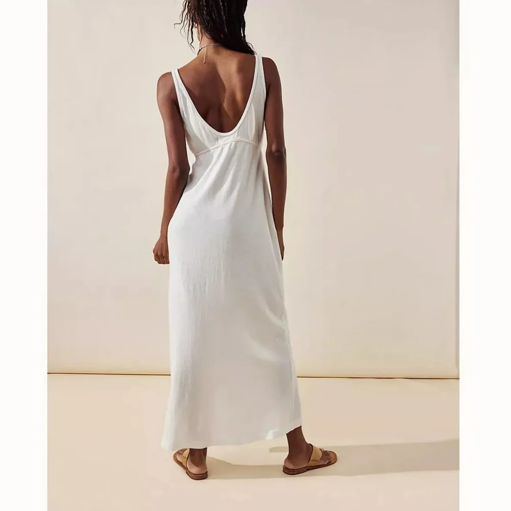 164 FREE PEOPLE Essential Tank Midi Ivory DRESS - Picture 2 of 9